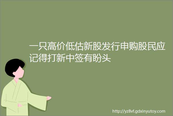 一只高价低估新股发行申购股民应记得打新中签有盼头